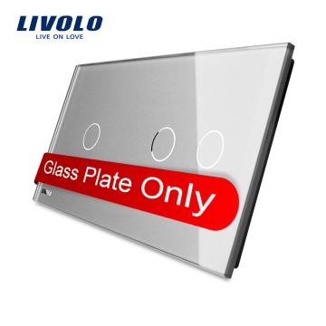 Livolo Luxo Cinza Cristal Temperado 151mm * 80mm Duplo Grande Painel De Vidro Para Venda VL-C7-C1 / C2-15